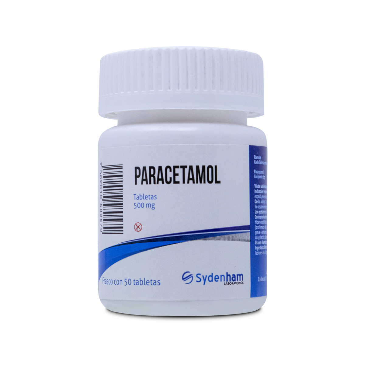 PARACETAMOL, FRASCO CON 50 TABS DE 500 MG, SYDENHAM