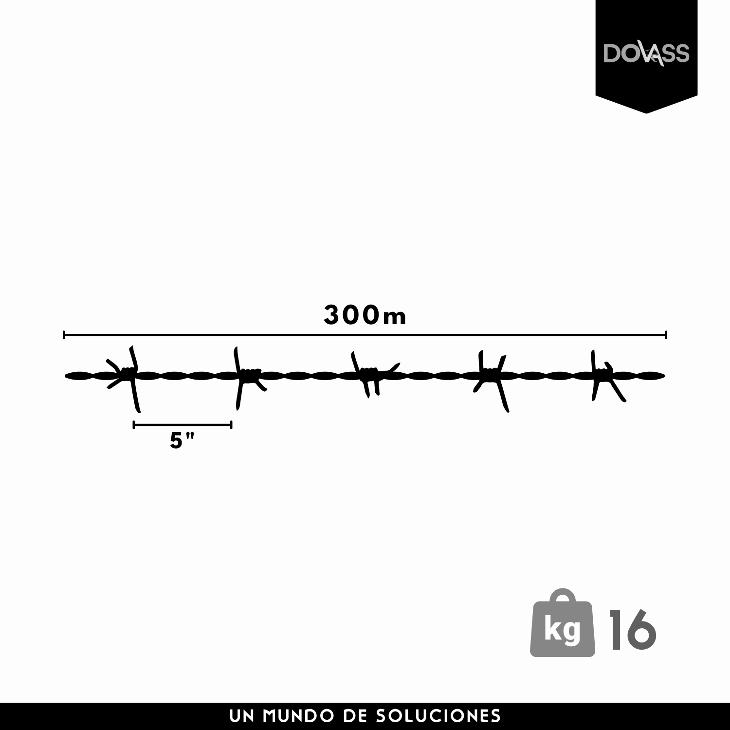 Alambre De Púas Dos Alambres Trenzados Para Cerca 300m Karlen Asegura tu propiedad Protección perimetral efectiva Calibre de 15.5mm Doble alambre trenzado