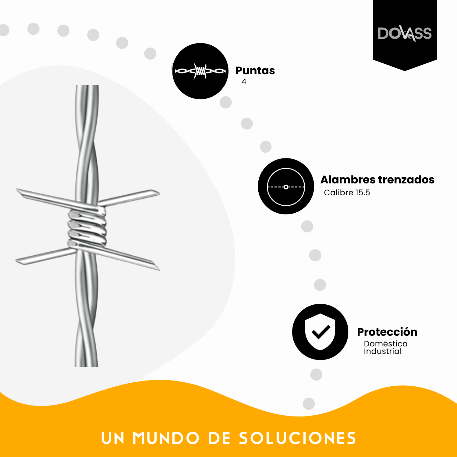 Alambre De Púas Dos Alambres Trenzados Para Cerca 300m Karlen Asegura tu propiedad Protección perimetral efectiva Calibre de 15.5mm Doble alambre trenzado