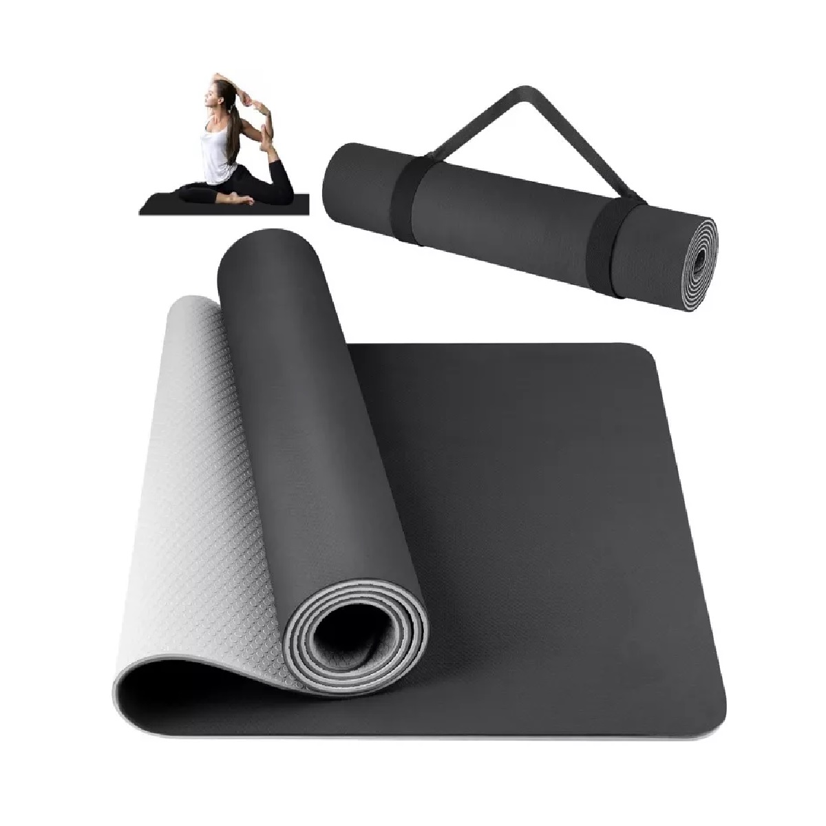 Tapete De Yoga Pilates Fitness Ejercicio Portátil 6mm Grosor