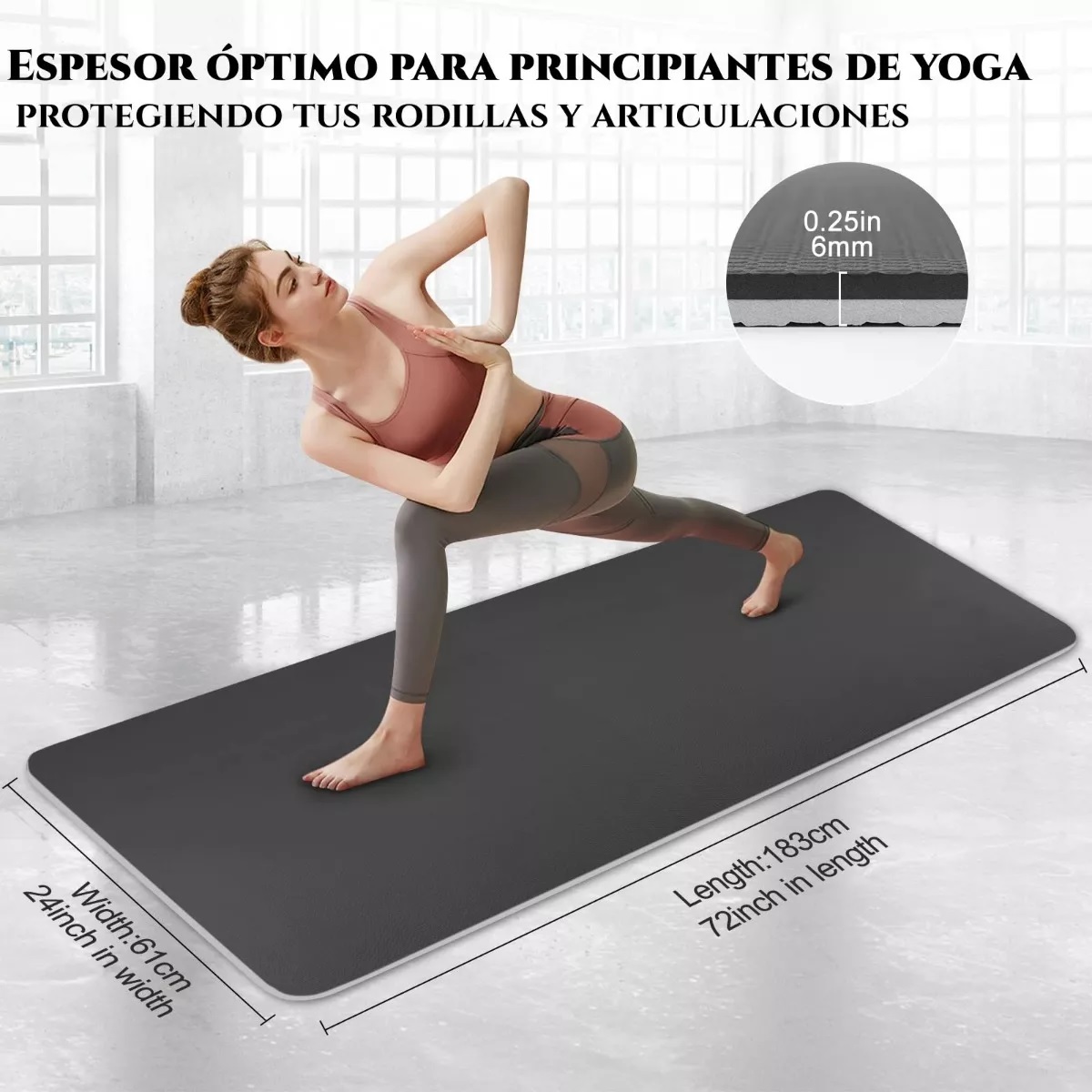 Tapete De Yoga Pilates Fitness Ejercicio Portátil 6mm Grosor