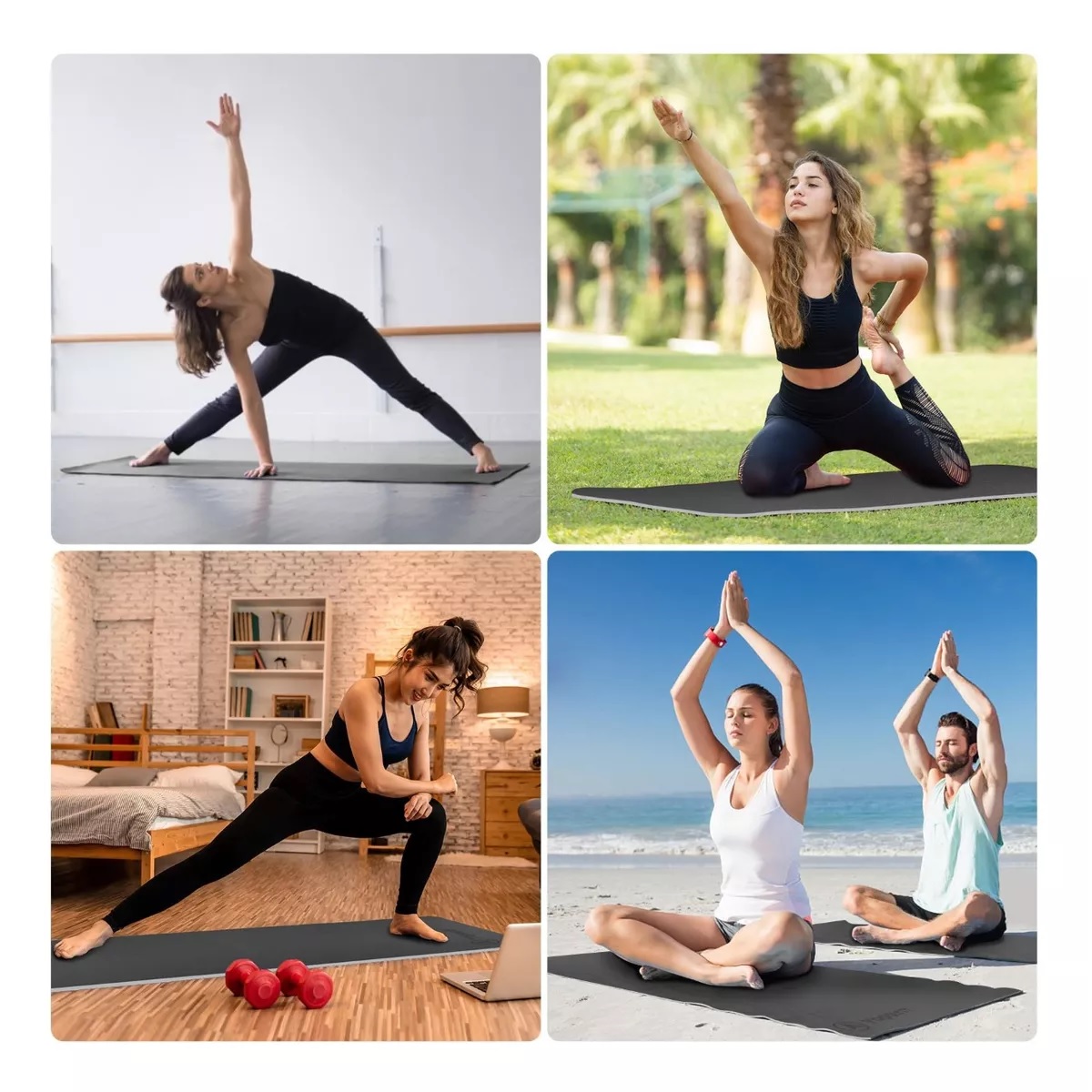 Tapete De Yoga Pilates Fitness Ejercicio Portátil 6mm Grosor