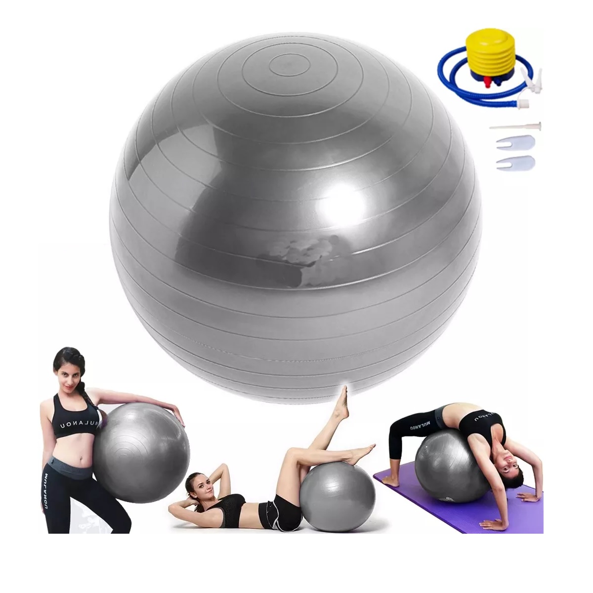 Yoga Equilibrio Entrenamiento Pilates Yoga Pelotas 75cm Gris
