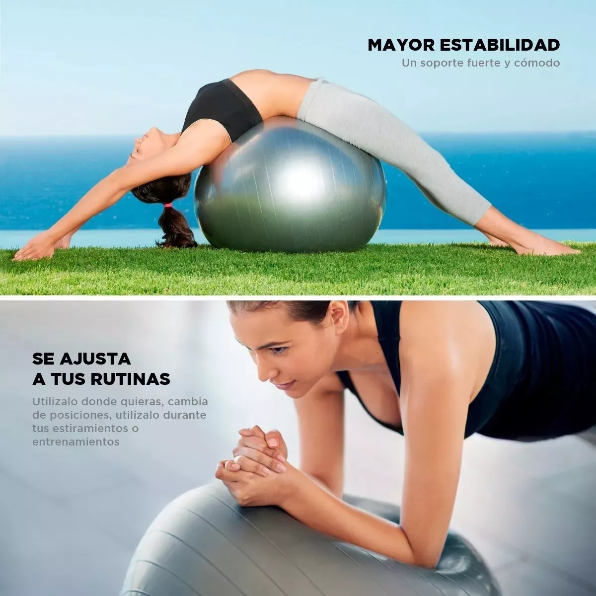 Yoga Equilibrio Entrenamiento Pilates Yoga Pelotas 75cm Gris