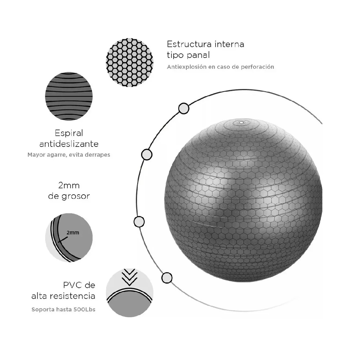 Yoga Equilibrio Entrenamiento Pilates Yoga Pelotas 75cm Gris