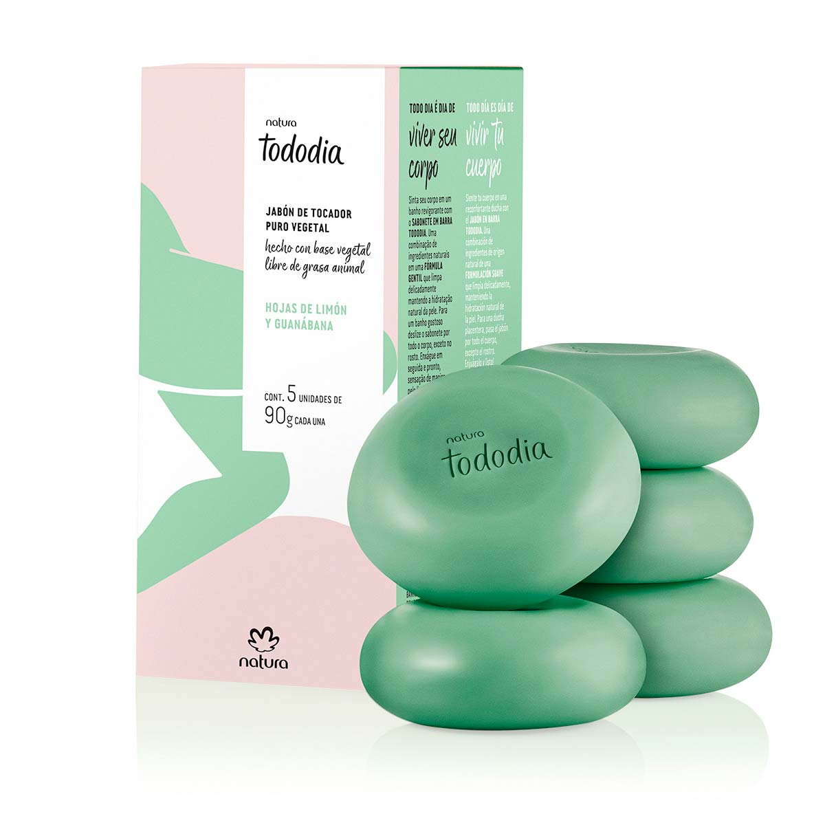 Jabones de Tocador Hojas de Limón y Guanabana 5 piezas de 90g Tododia Natura