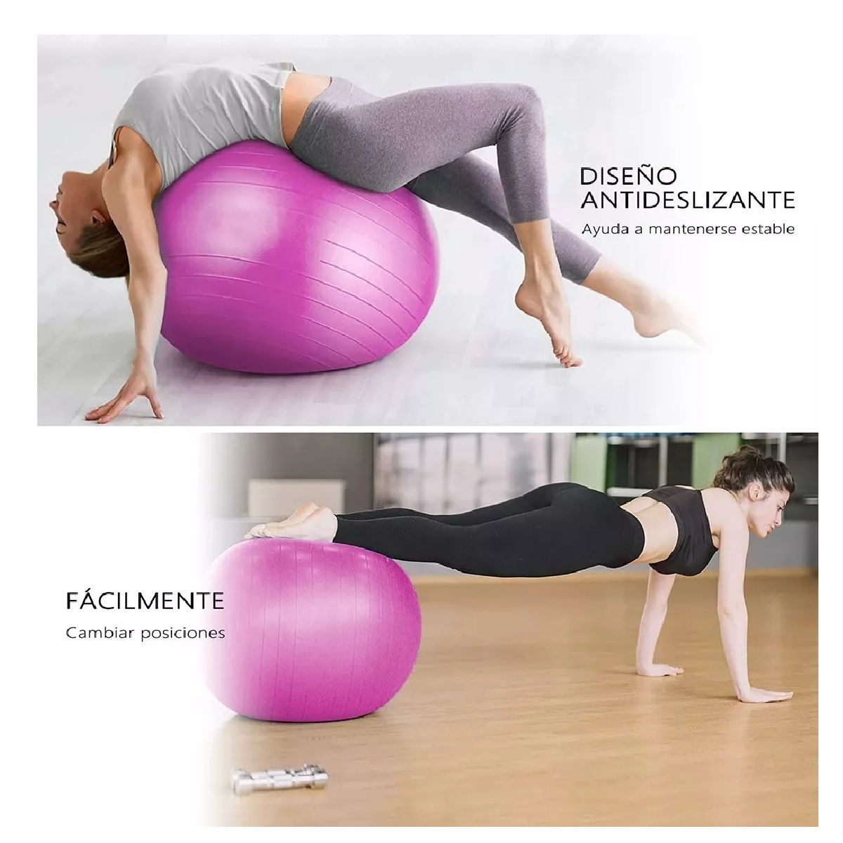 Pelota Fitness De Yoga Acondicionamiento 75 Cm Con Bomba Rosa