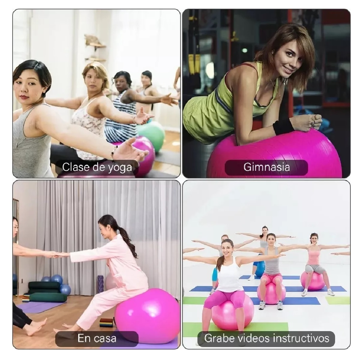 Pelota Fitness De Yoga Acondicionamiento 75 Cm Con Bomba Rosa