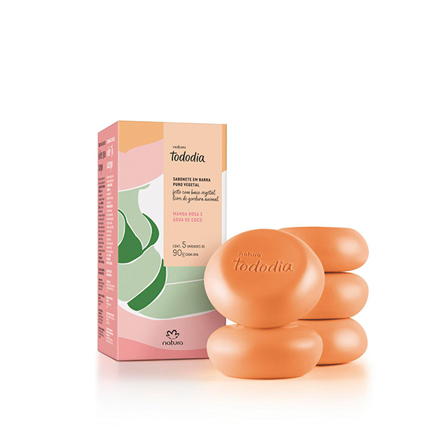 Jabones de Tocador Mango Rosa y Agua de Coco 5 piezas de 90g Tododia Natura