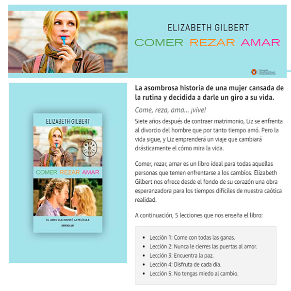 COME, REZA, AMA - GILBERT ELIZABETH - Sinopsis del libro, reseñas,  criticas, opiniones - Quelibroleo