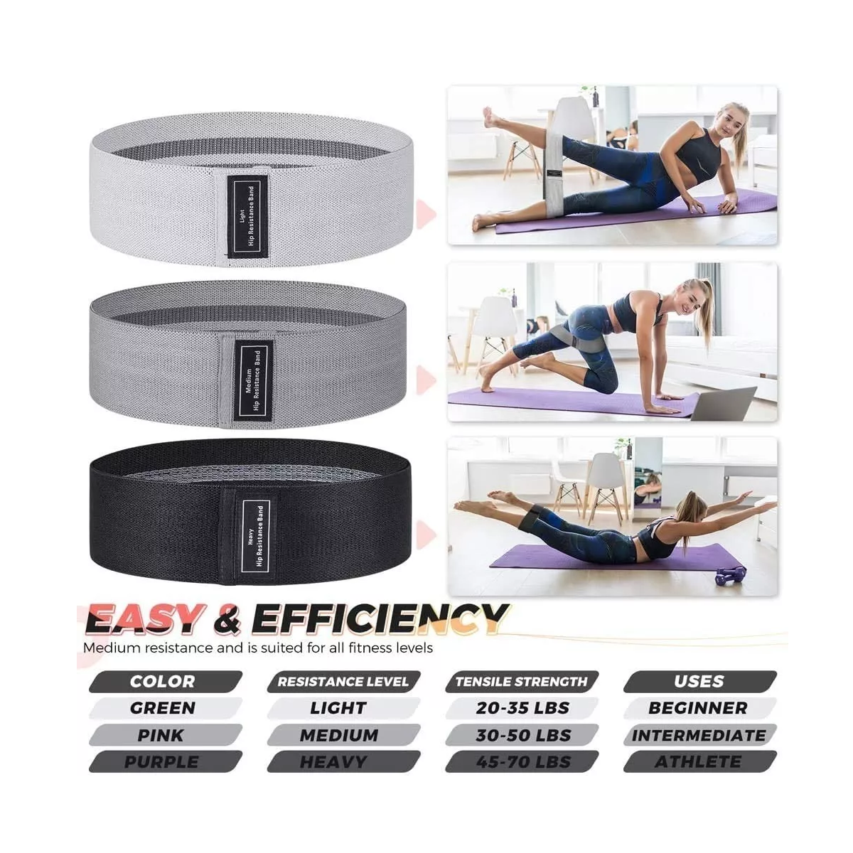 Bandas Elasticas Ejercicio  Ligas Resistencia Piernas