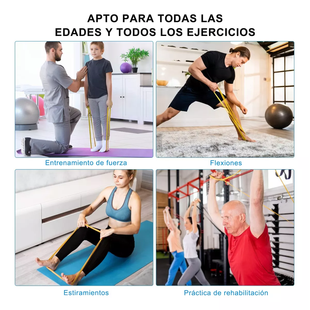 Kit De 4 Bandas Elasticas Ejercicio Liga De Resistencia