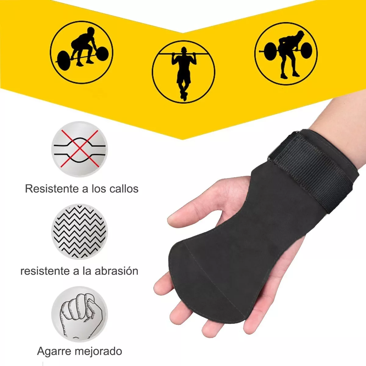 Calleras Crossfit Deporte Straps Gym Muñequera Un Par Negro