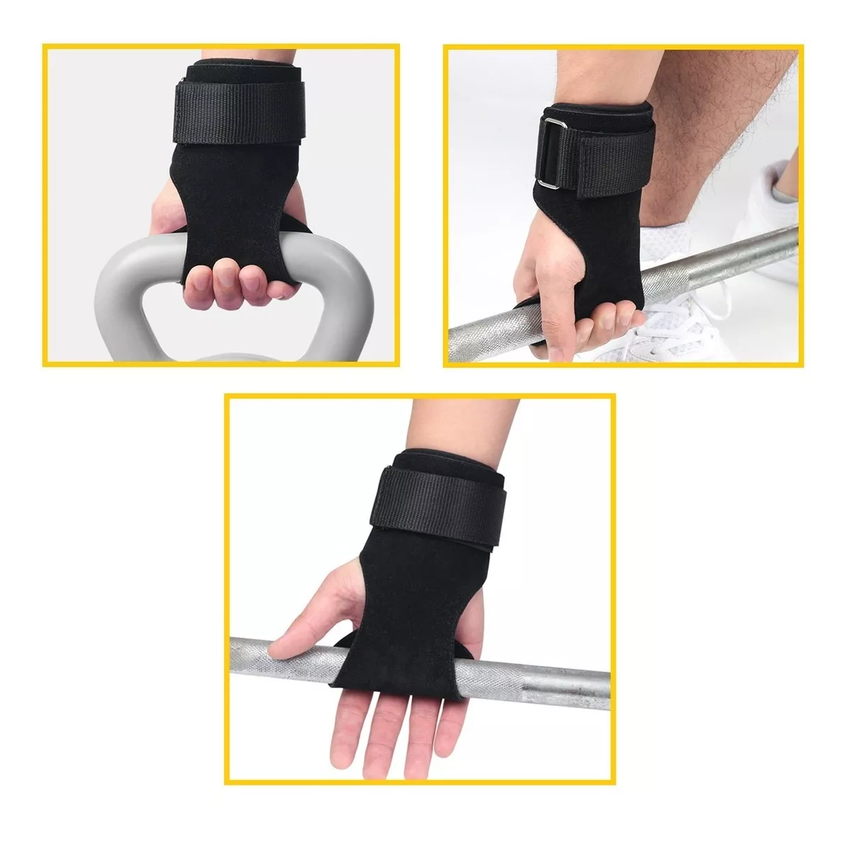 Calleras Crossfit Deporte Straps Gym Muñequera Un Par Negro