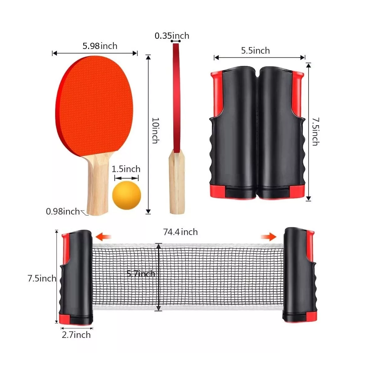 Juego De Paletas De Tenis De Mesa Rojo Para Ping Pong Ajusta