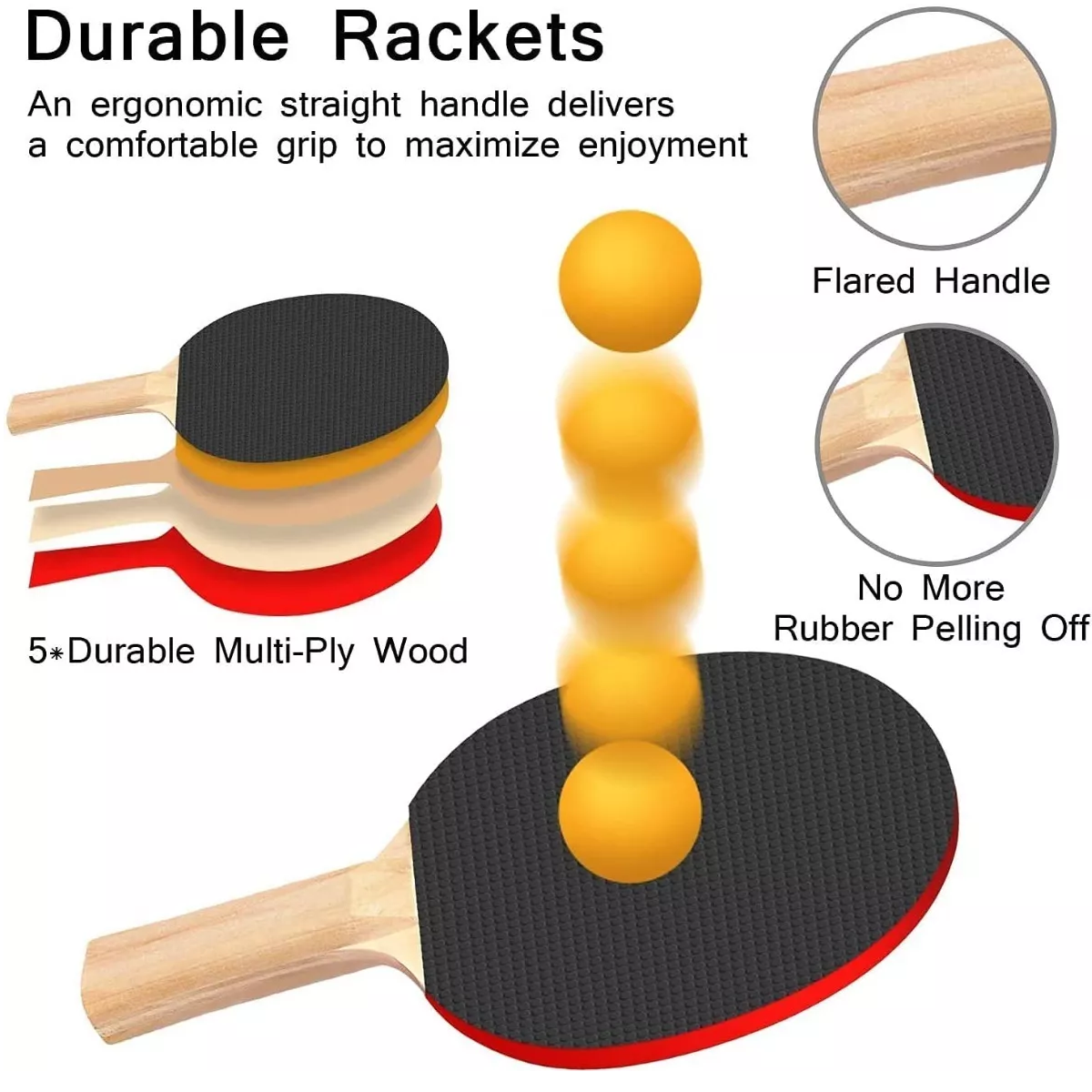 Juego De Paletas De Tenis De Mesa Rojo Para Ping Pong Ajusta