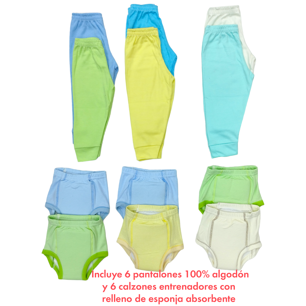 Set Control Esfinter Guardería 6 Pantalones- 6 Calzón Entrenador