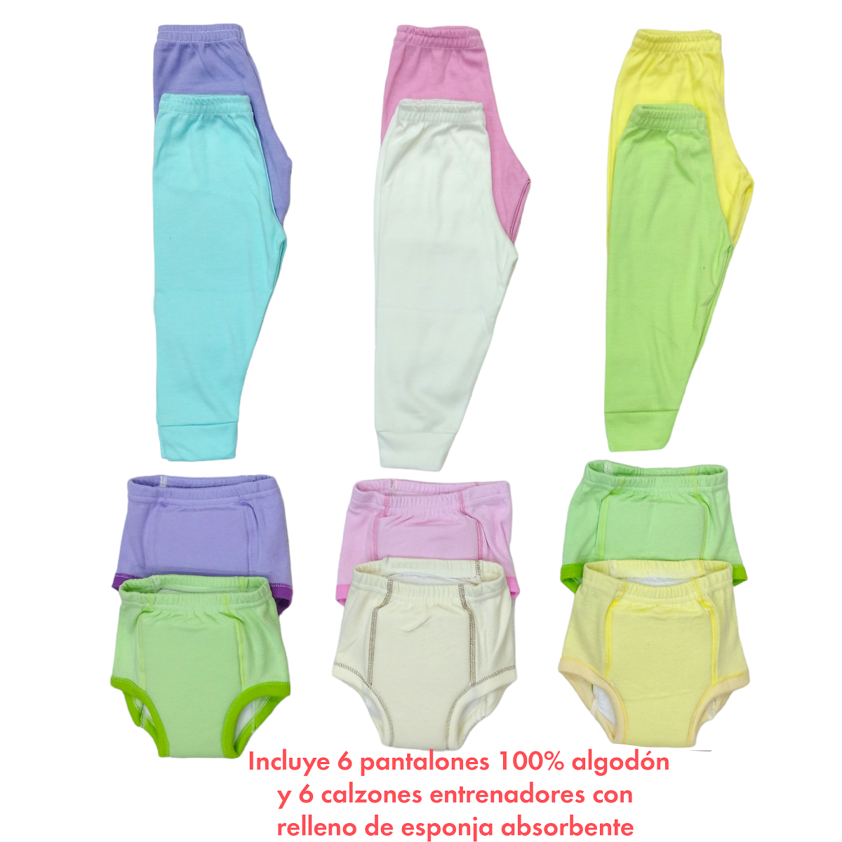 Set Control Esfinter Guardería 6 Pantalones- 6 Calzón Entrenador