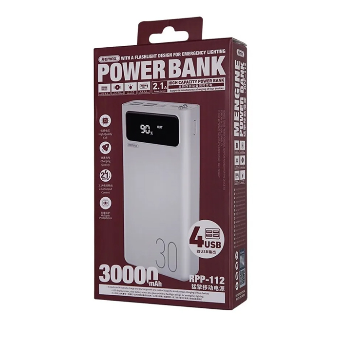 Remax Power Bank Batería Portátil Cargador 30000mah
