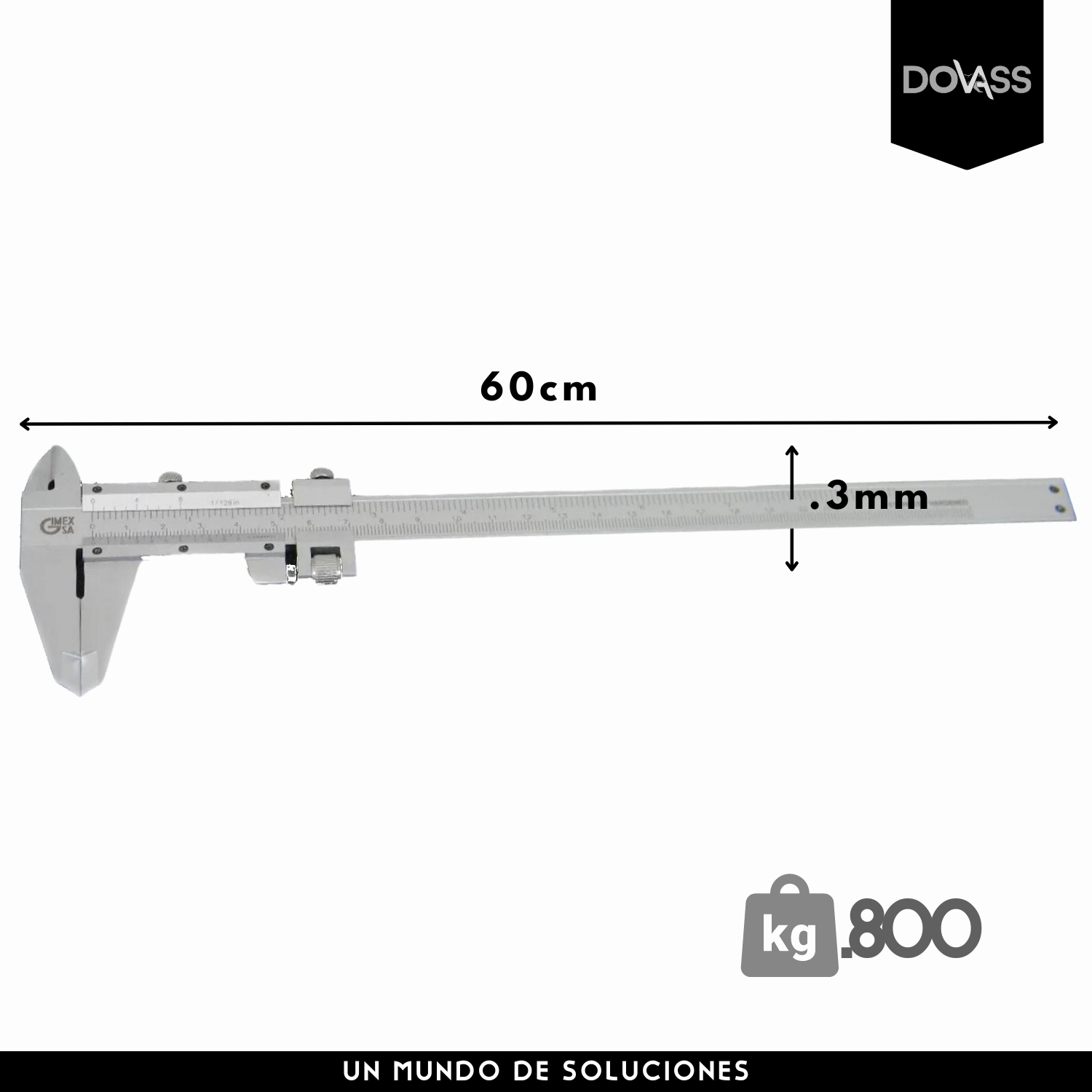 Calibrador Pie De Rey 24 Pulgadas 0.05mm Ajuste Fino Karlen-para medir diámetro Exterior, diámetro Interior y Profundidad, con micrómetro De Acero Inoxidable Escala Grabada en mm