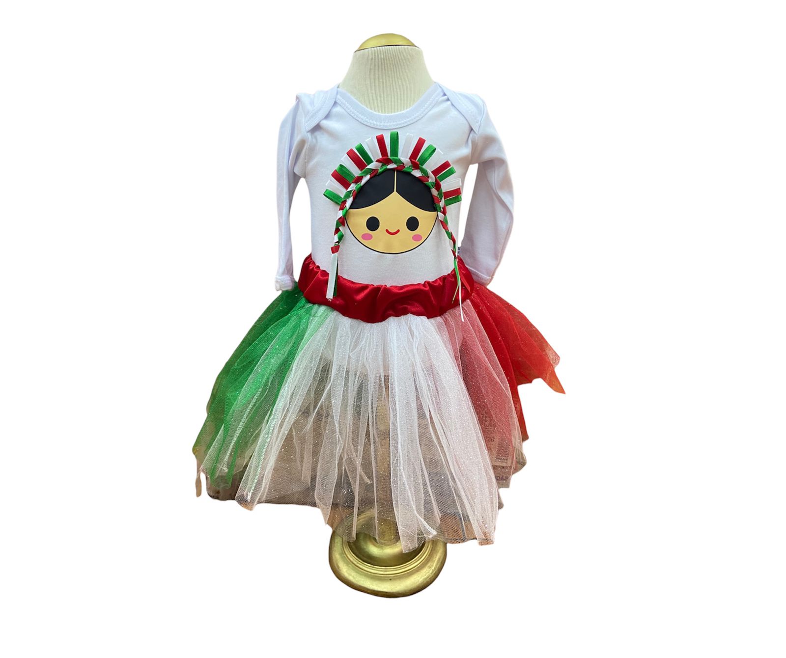 Set o conjunto Tricolor Patrio 15 Septiembre Bebé Con Pañalero Y Tutú