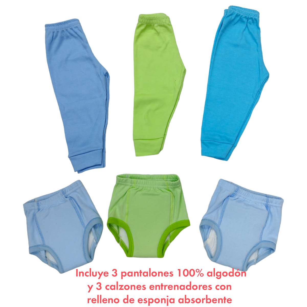Kit Control Esfinter Guardería 3 Pantalones- 3 Calzon Entrenador