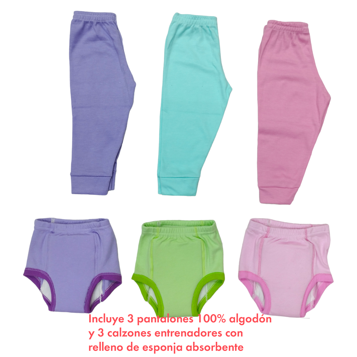 Kit Control Esfinter Guardería 3 Pantalones- 3 Calzon Entrenador
