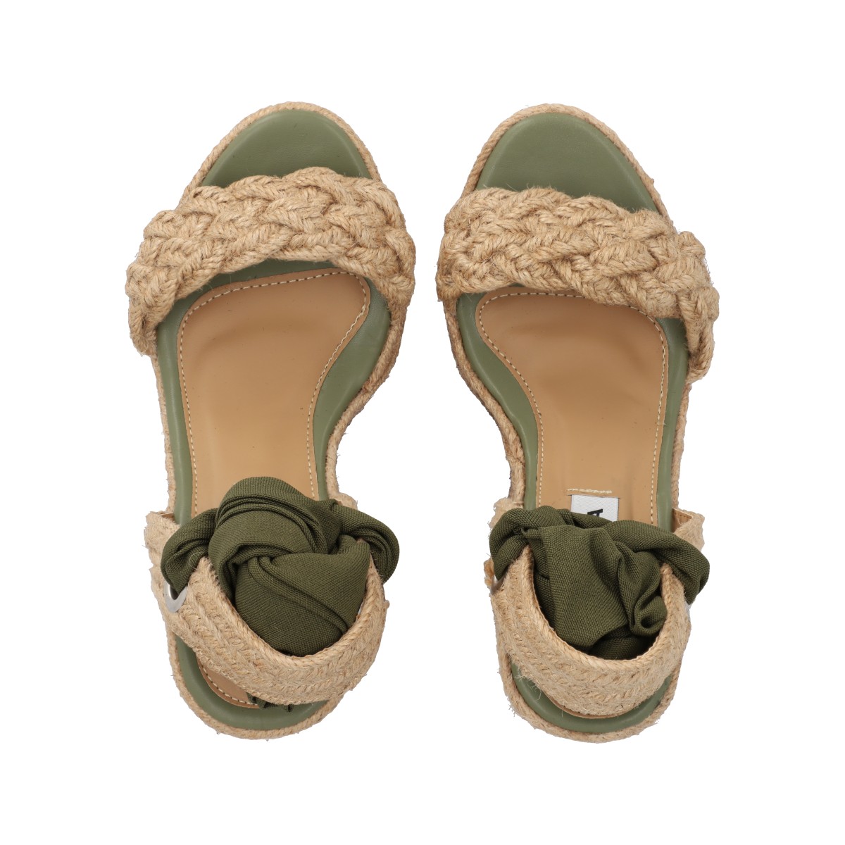 Apargata De Plataforma Con Yute Mirella Lona Premium Verde Olivo Para Mujer.