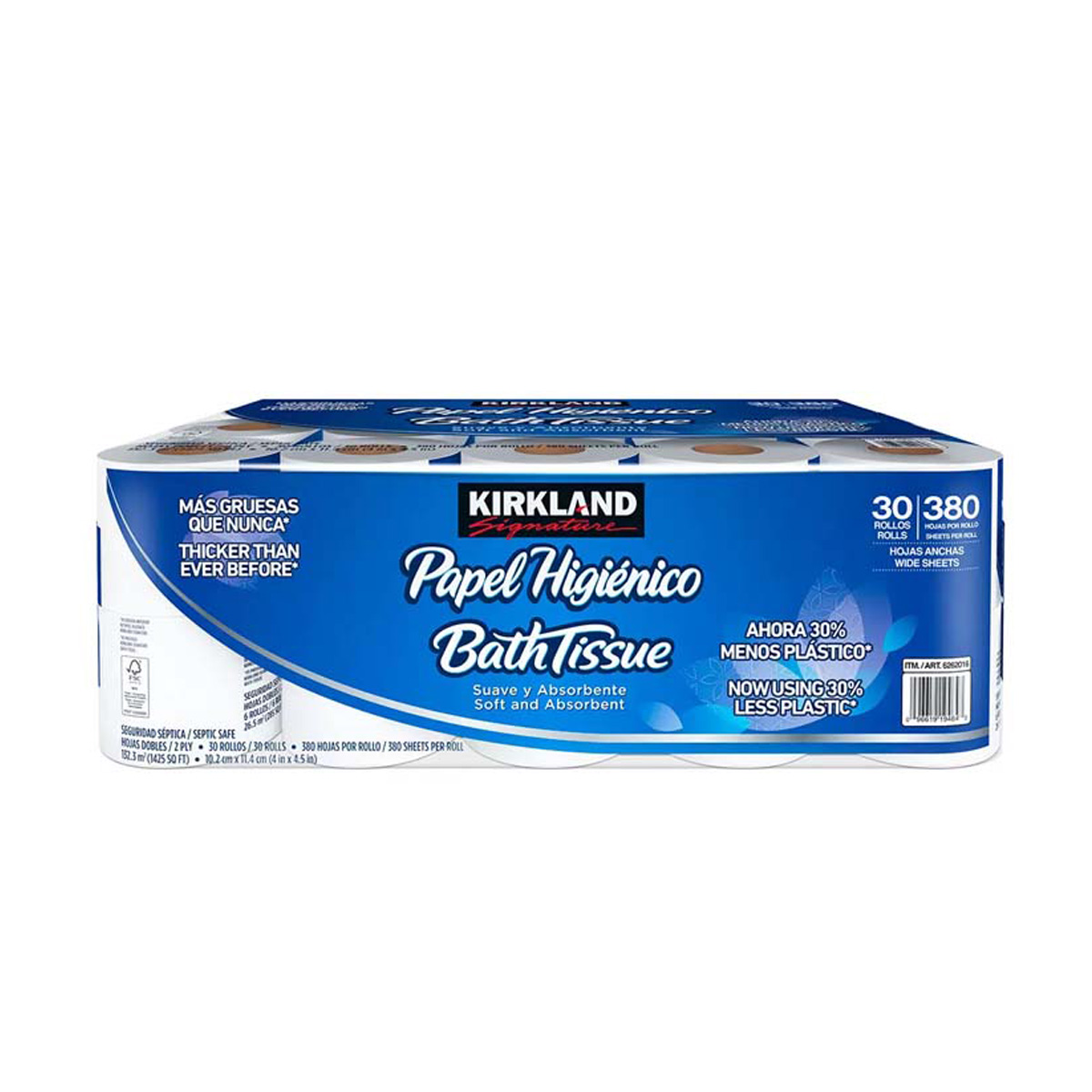 Papel Higiénico Kirkland Signature 30 Rollos 2 Capas 380 Hojas