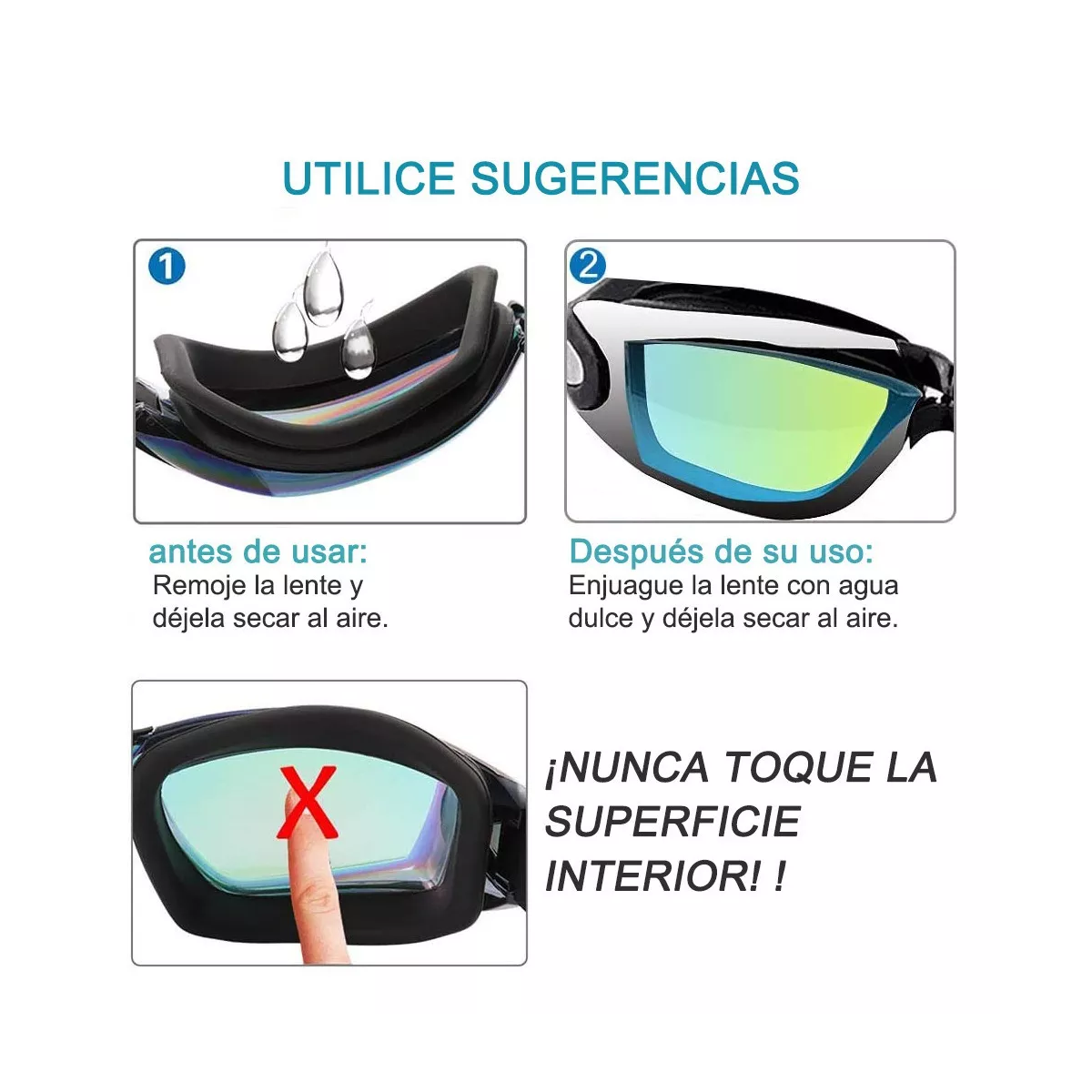Kit De Gafas Natación Negro Protección Uv Gorro Tapones Clip
