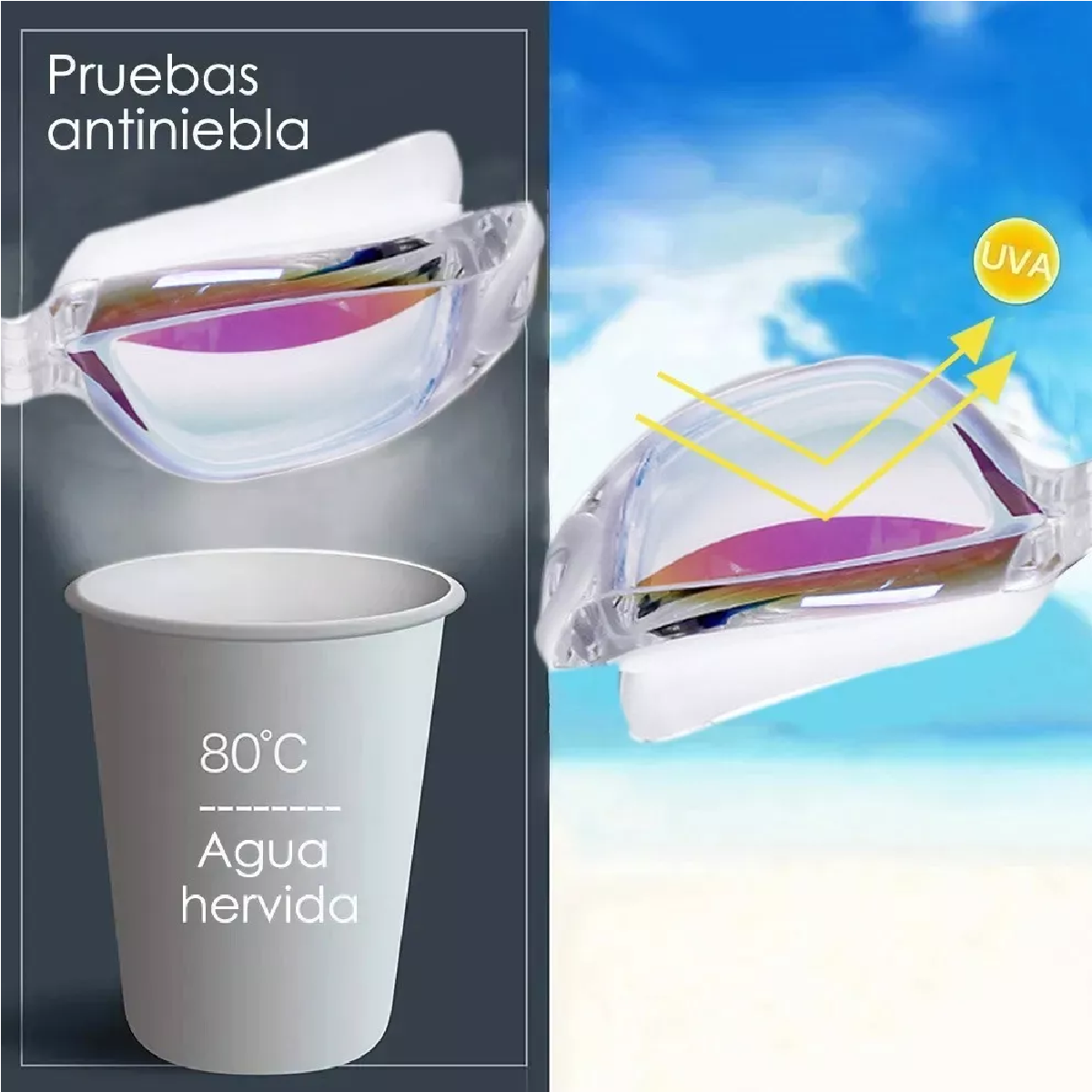 Gogles Natacion Arena Gafas Sin Fugas Protecci Uv Antiempaño Blanco