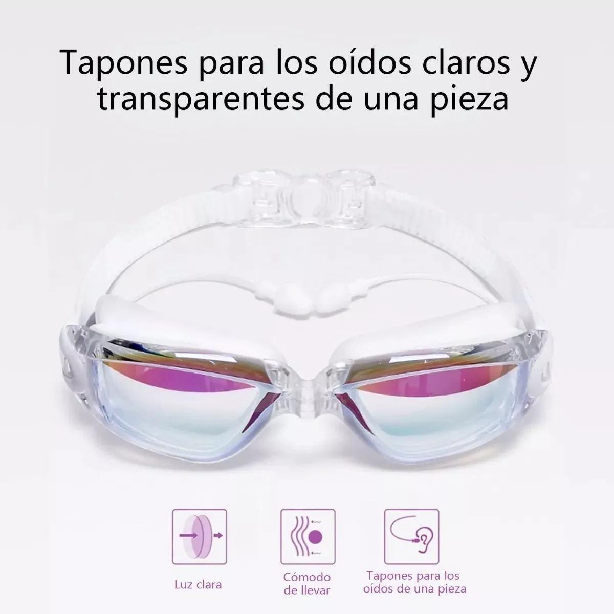 Gogles Natacion Arena Gafas Sin Fugas Protecci Uv Antiempaño Blanco