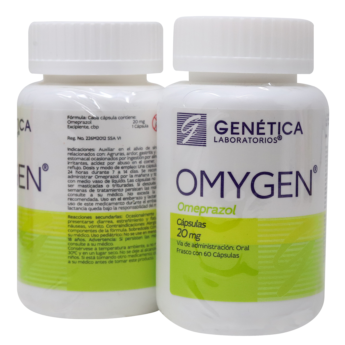 (PACK 2) OMYGEN OMEPRAZOL 60 CAPSULAS 20 MG GENETICA LABORATORIOS