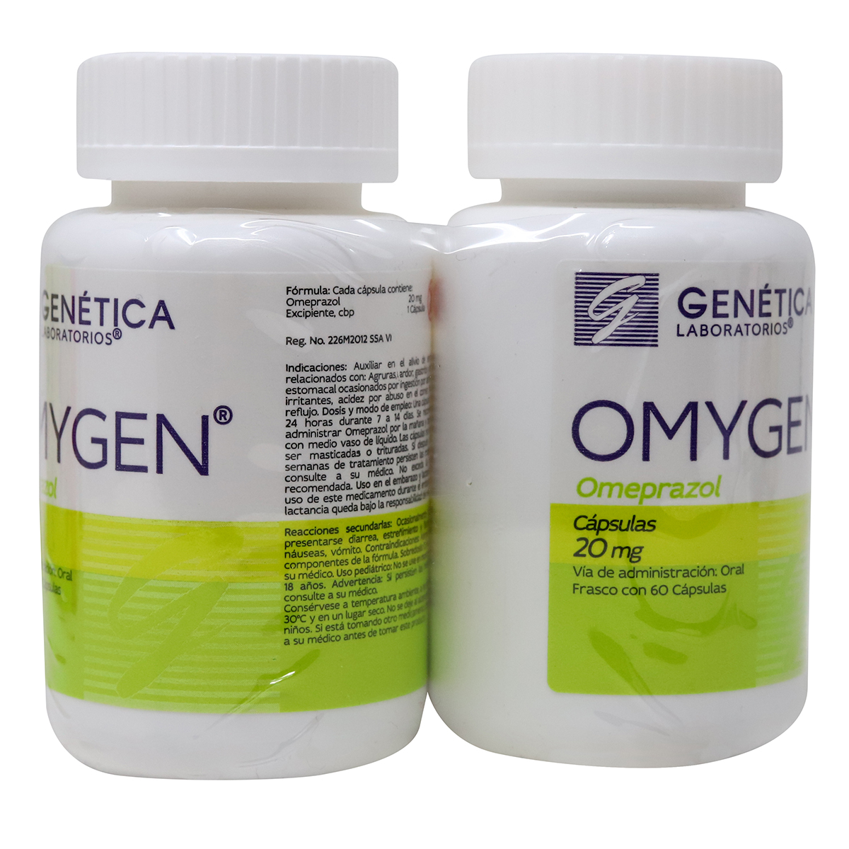 (PACK 2) OMYGEN OMEPRAZOL 60 CAPSULAS 20 MG GENETICA LABORATORIOS