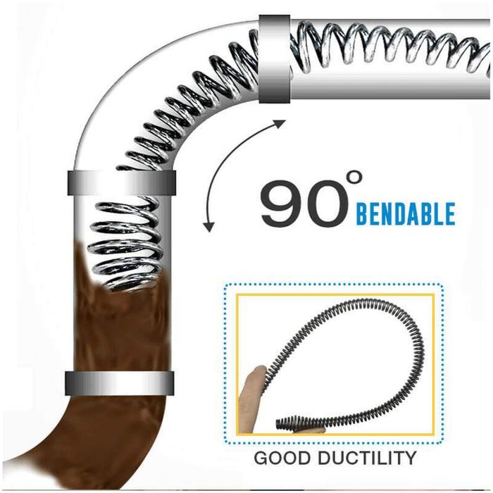 Alambre para Destapar Cañerias MXSKT-001-5 1 Pza 100cm ó 40" Longitud Desatascador Acero Inoxidable, SnakeTol