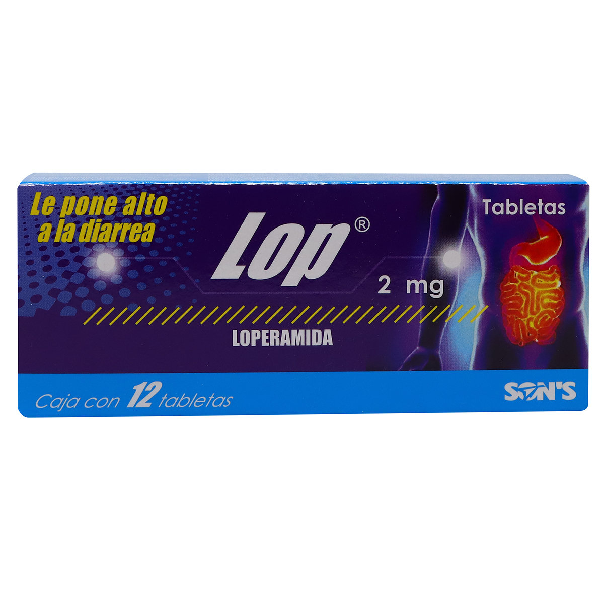 LOP, LOPERAMIDA, CAJA CON 12 TABLETAS