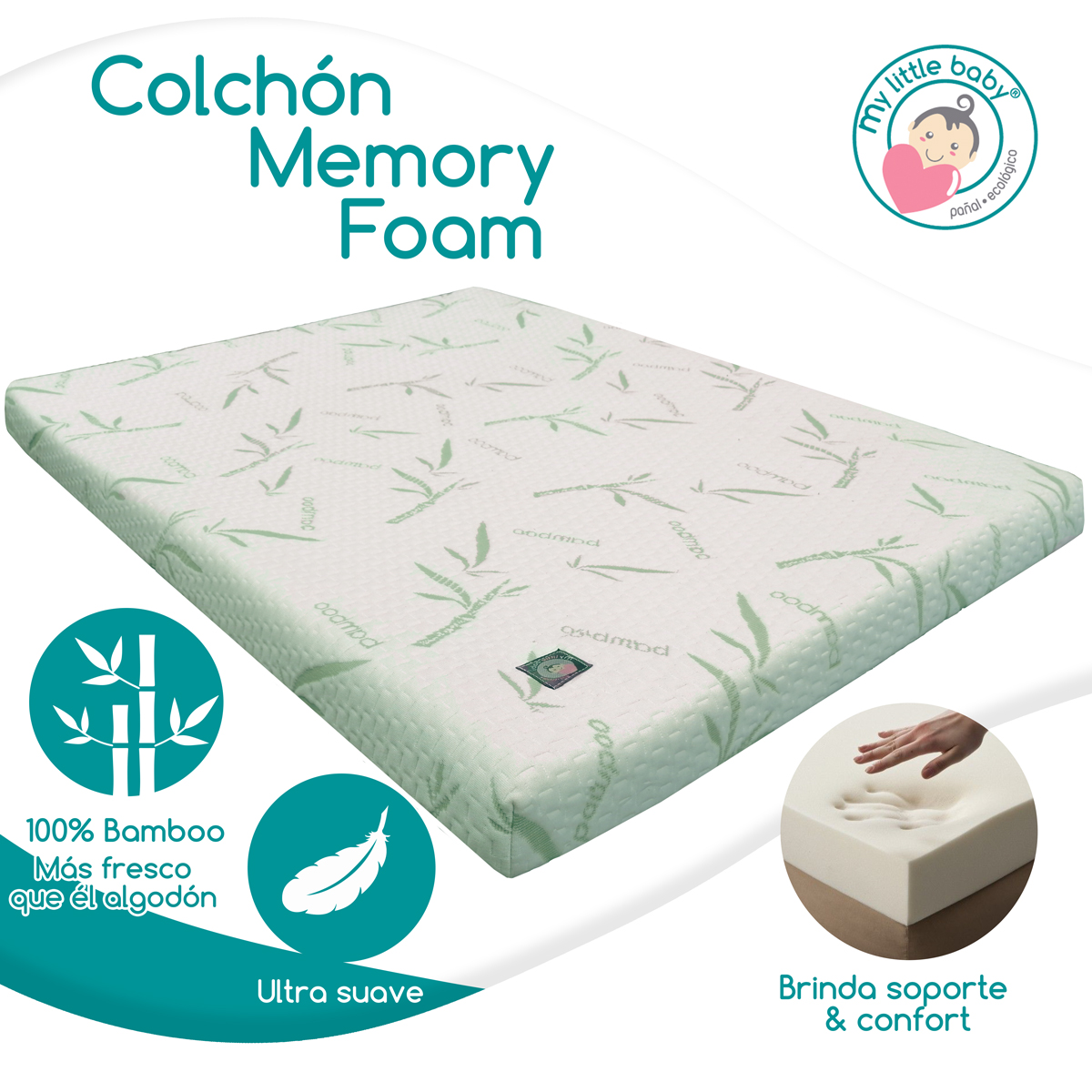 Colchon de cuna de memory foam 104*74*6 Impermeble bambu