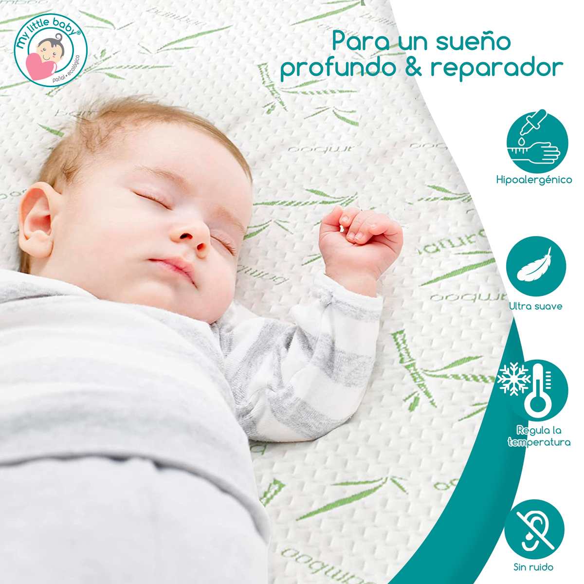 Colchon de cuna de memory foam 104*74*6 Impermeble bambu