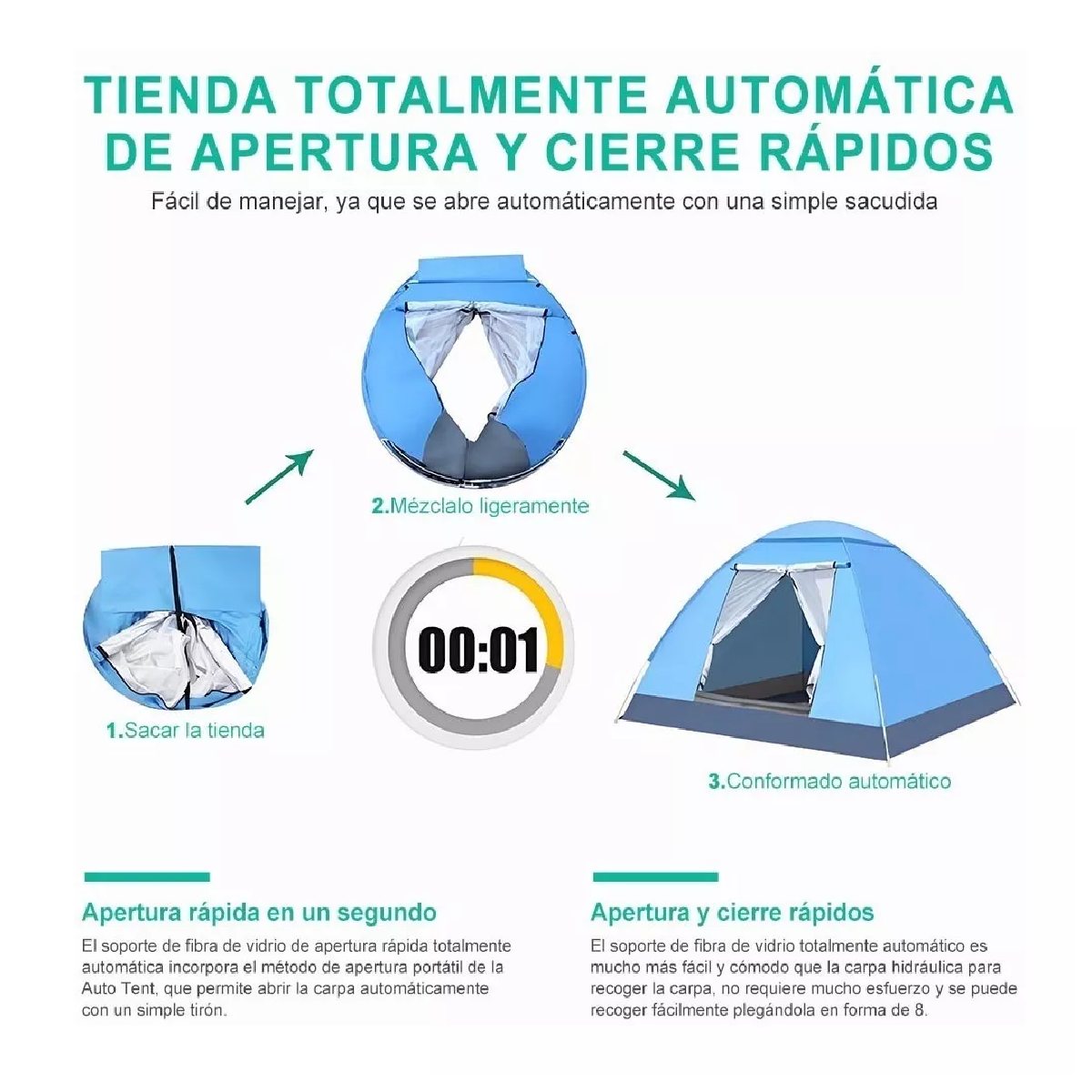 Tienda Casa Campaña Camping Acampar Para 4personas 210x200cm