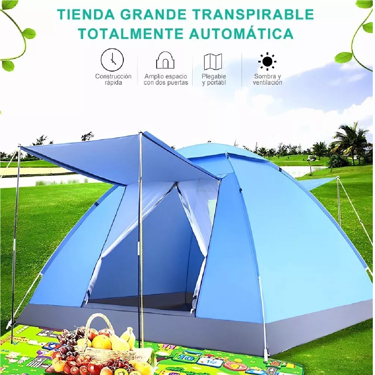 Tienda Casa Campaña Camping Acampar Para 4personas 210x200cm