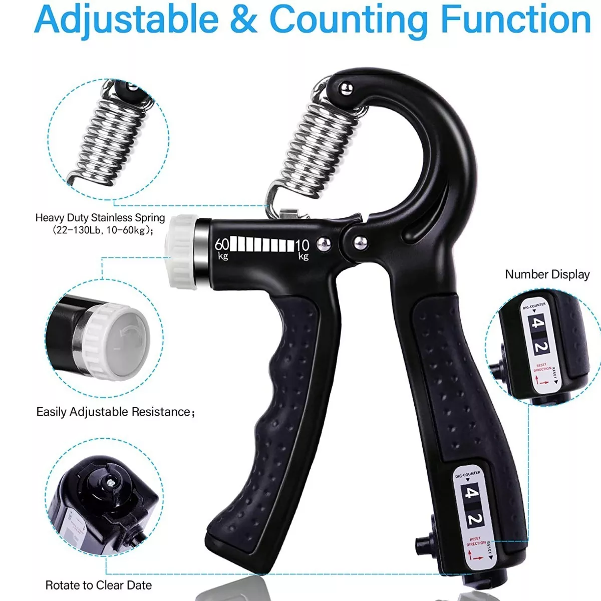 Kit Ejercitador De Dedo Fortalecedor Ajuste Resistencia 7en1 