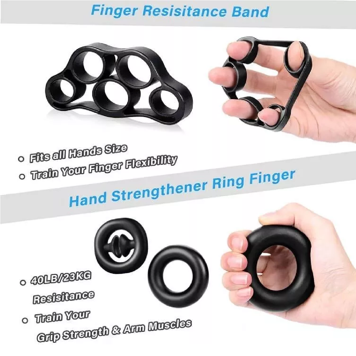 Kit Ejercitador De Dedo Fortalecedor Ajuste Resistencia 7en1 