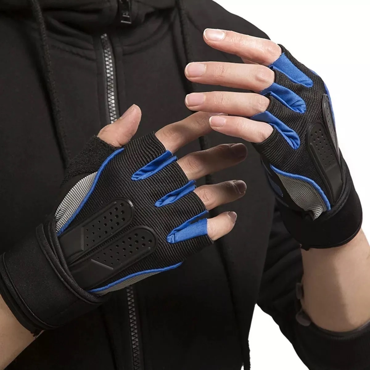 Guantes Gym Tacticos Pesas Crossfit Gimnasio Mujer Hombre Azul L