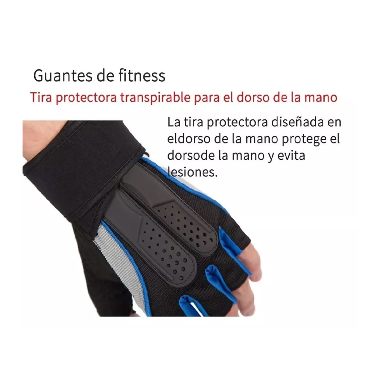 Guantes Gym Tacticos Pesas Crossfit Gimnasio Mujer Hombre Azul L