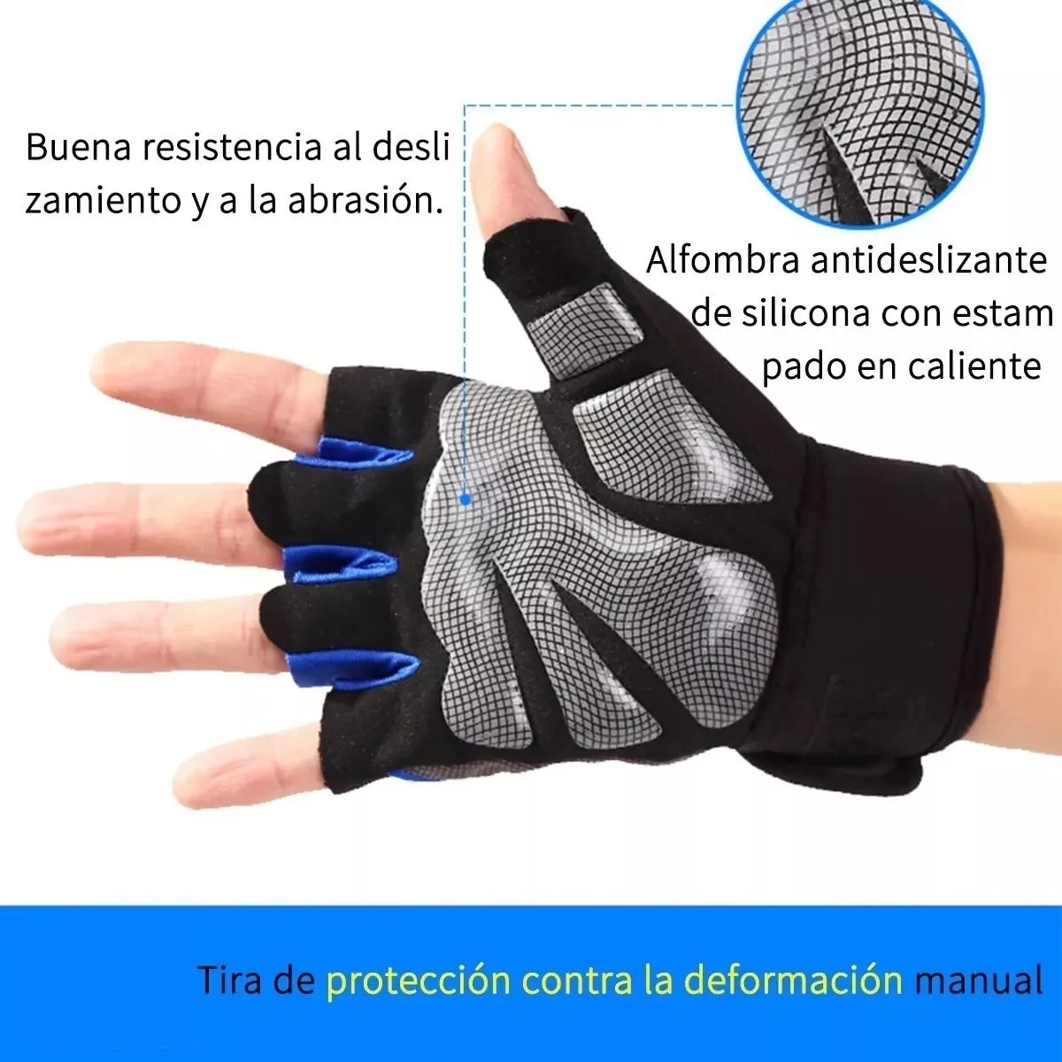 Guantes Gym Tacticos Pesas Crossfit Gimnasio Mujer Hombre Azul L