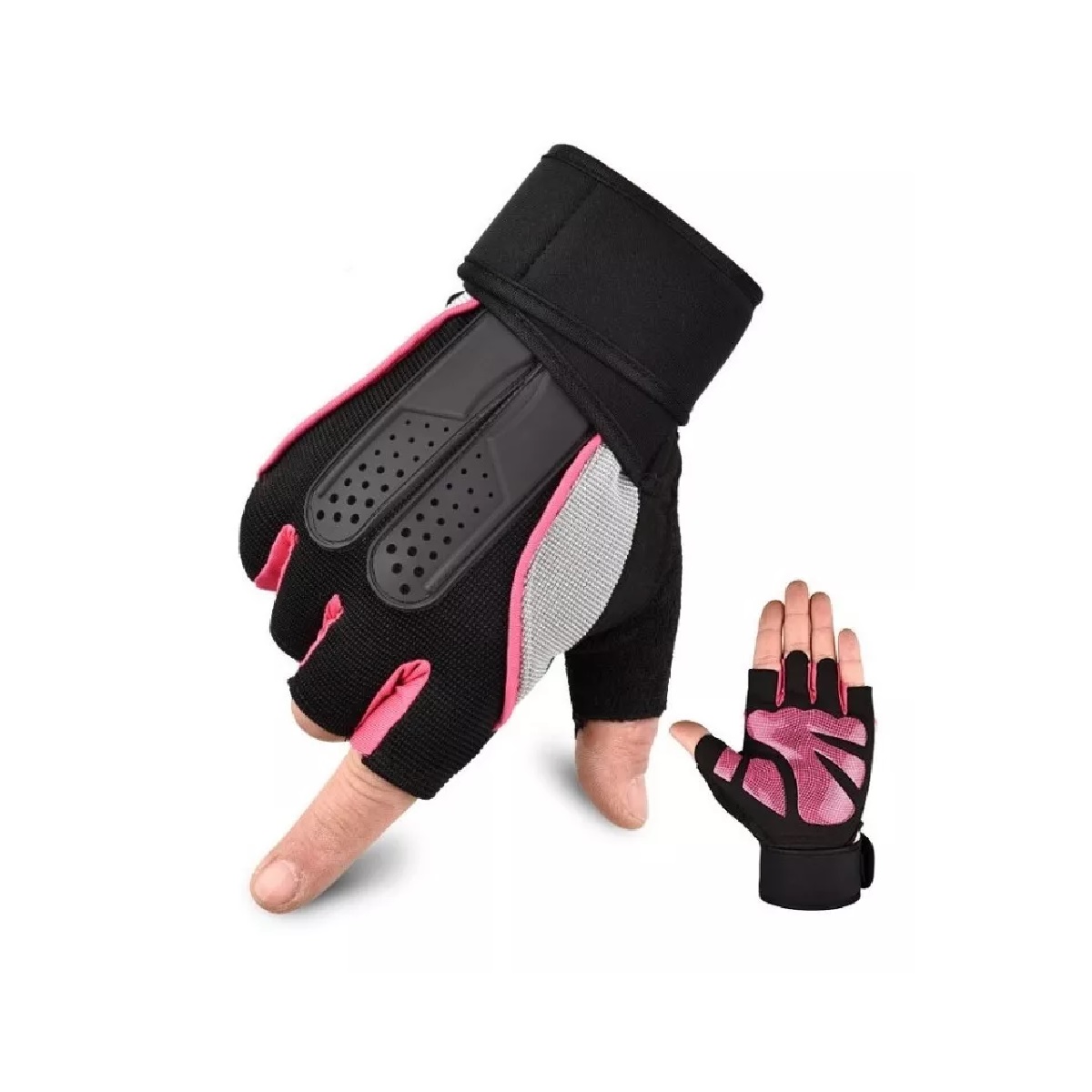 Guantes Gym Tacticos Pesas Crossfit Gimnasio Mujer Hombre Rosa L