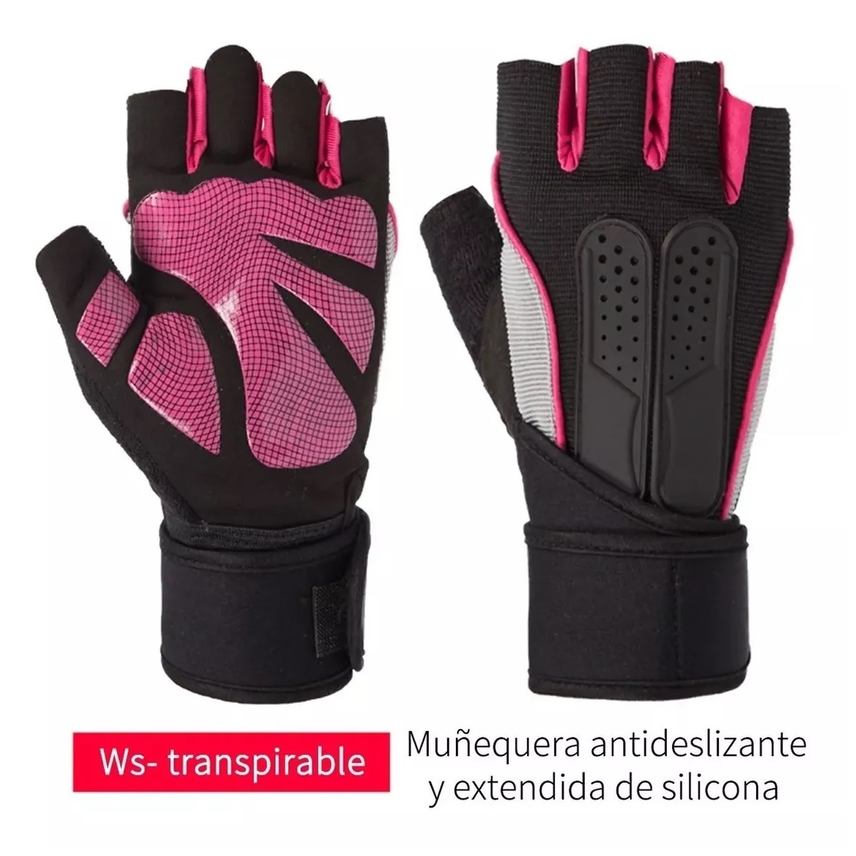 Guantes Gym Tacticos Pesas Crossfit Gimnasio Mujer Hombre Rosa M