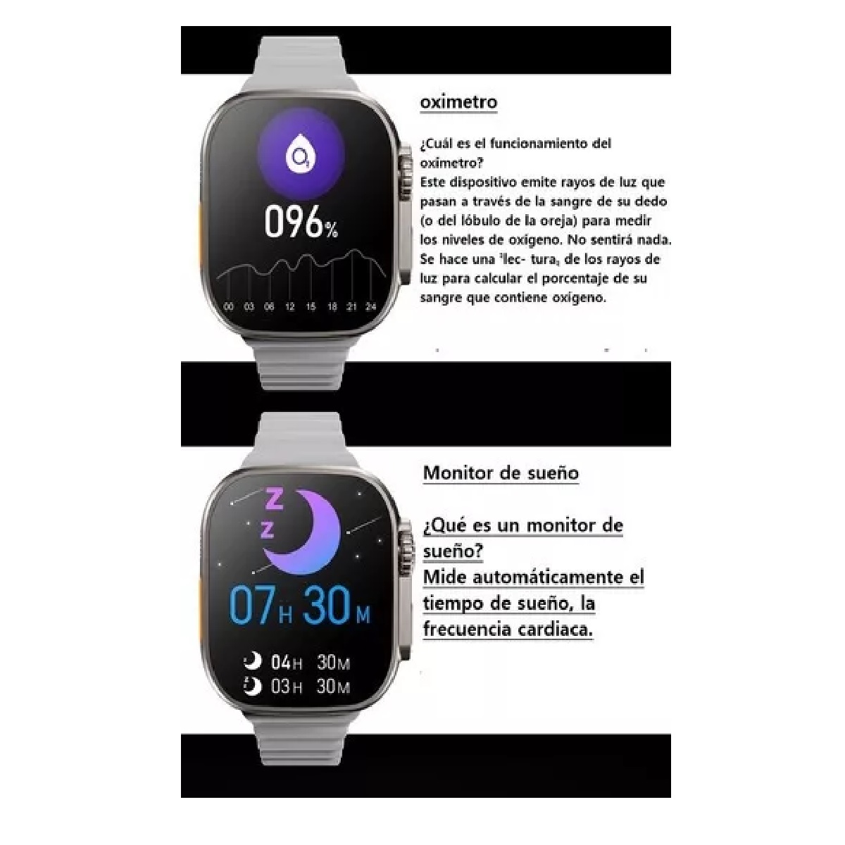 Reloj Inteligente T800 Ultra Smartwatch Carga Inalámbrica Negro