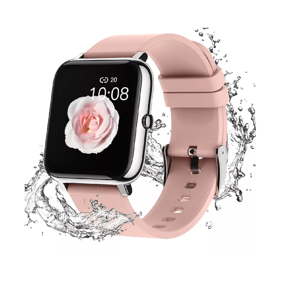 Reloj Inteligente Deportivo Impermeable Con Bluetooth Rosa Claro