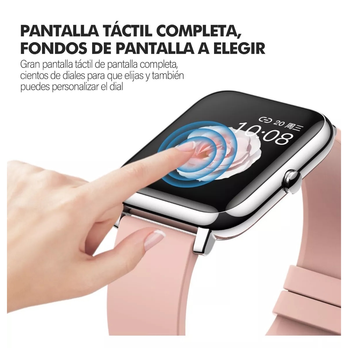 Reloj Inteligente Deportivo Impermeable Con Bluetooth Rosa Claro